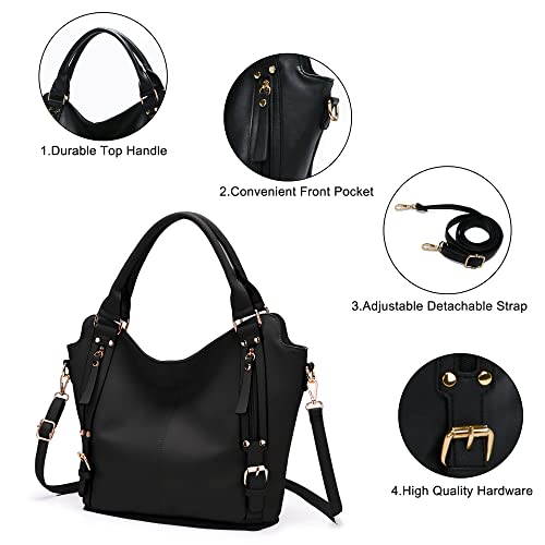 Soperwillton Purses for Women Large Shoulder Handbag Tote PU Leather Hobo Crossbody Bag Ladies Wallet Set 4pcs - Image 3
