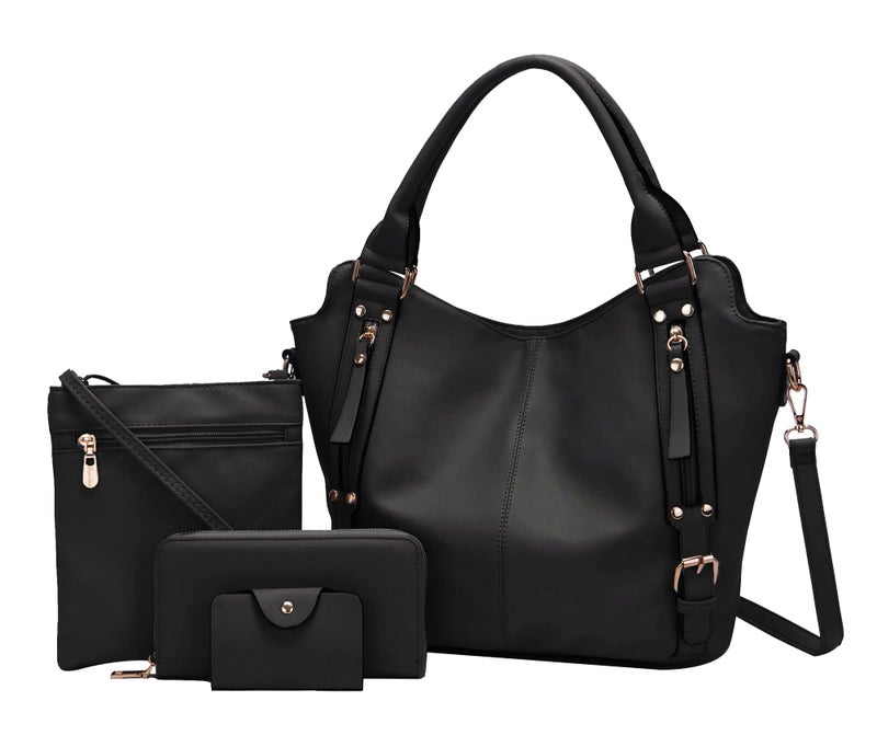 Soperwillton Purses for Women Large Shoulder Handbag Tote PU Leather Hobo Crossbody Bag Ladies Wallet Set 4pcs - Image 1