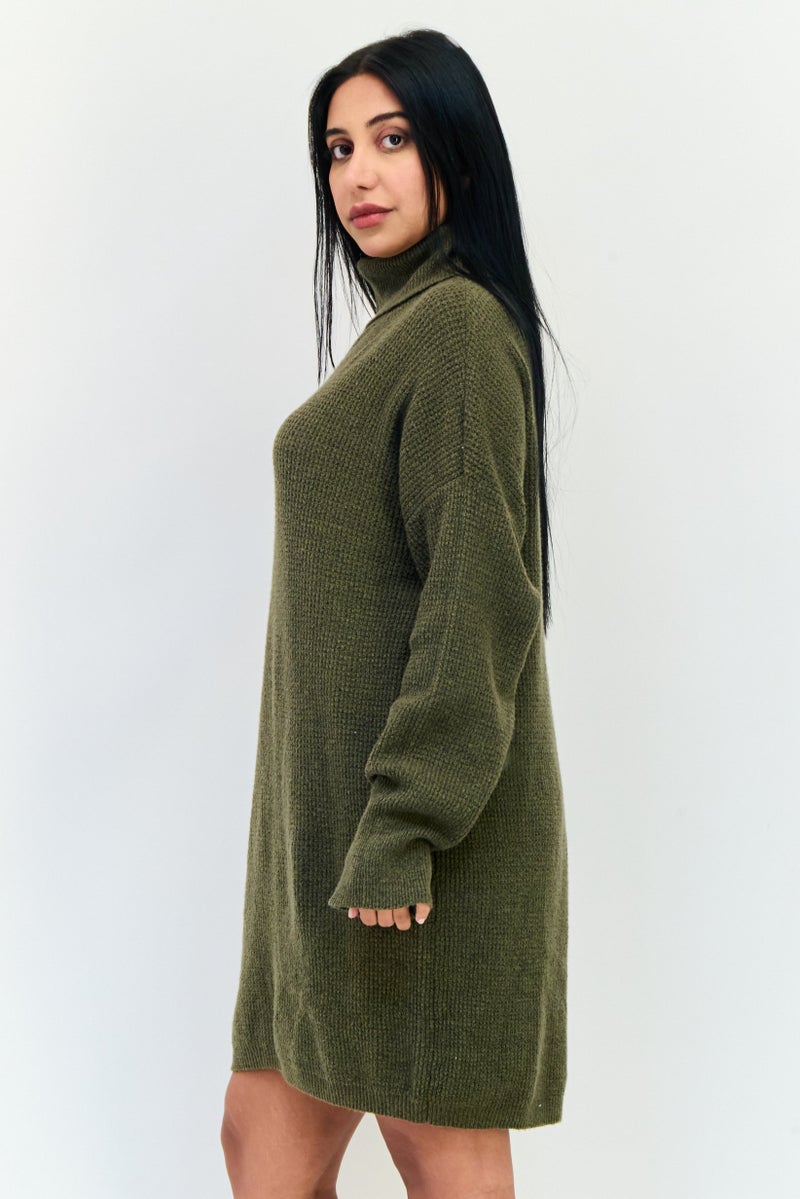 Aerie Women Knitted Sweater Dress, Dark Olive - Image 2
