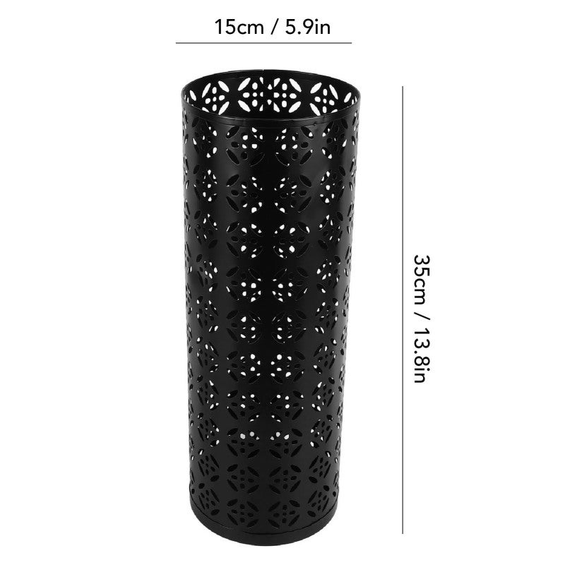 Umbrella Holder: Black Medium Size Compact Space-saving - Rust-proof Metal Hollow Copper Pattern Umbrella Stand for Home Entryway Office - Image 3