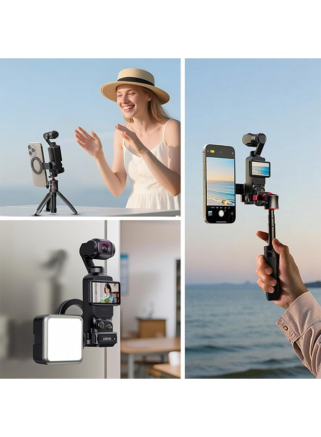 ULANZI PM01 Magnetic Mount Stand Compatible with DJI OSMO Pocket 3, Aluminium Expansion Camera Holder with Cold Shoe and 1/4'' Mount, 181/270/360° Adjustment Magnetic Adapter Pocket 3 Accessories - Image 4