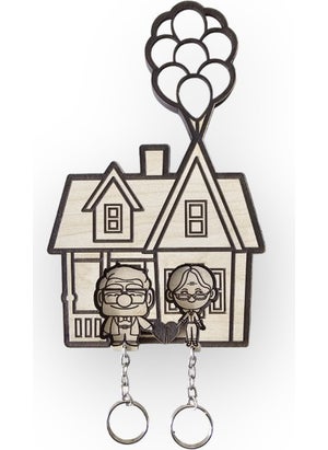 Look Up Keychain Set, Key Hanger, Wood