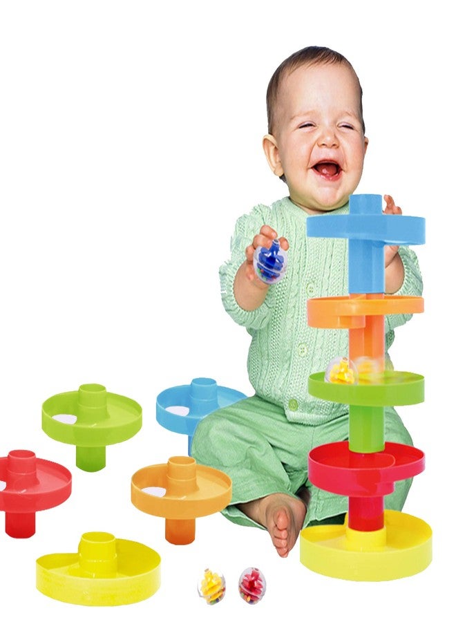 WEofferwhatYOUwant Ball Drop Toy - 14-Piece Expandable STEM Tower Set for Toddlers 9M+ | DIY Bridge, 1.8" Rattle Balls, Stackable Ramps | Safe, Durable Polypropylene | Interactive & Imaginative Play - Image 4