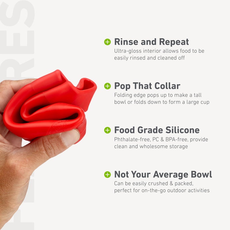 humangear Flexibowl | Convertible Camping Bowl | On the Go | Packable & Easy to Clean, Red - Image 4