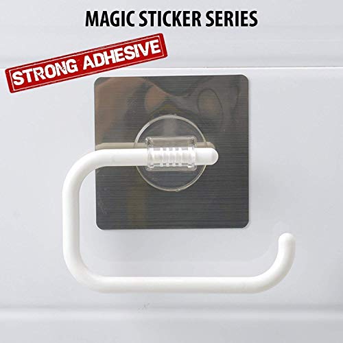 Zeinwap Magic Sticker Series Self Adhesive Plastic Towel Holder Ring, Open Half for Tissue Roll Holder for Bathroom and Kitchen-White(Pack of 1) - Image 4