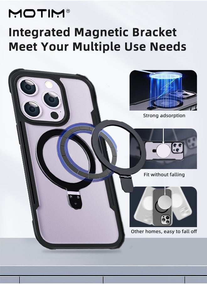 Motim - iPhone 15 Pro Max Magsafe Case, N52 Magnetic Back Cover with Kickstand Clear Matte Back Magnetic Drop Protection Phone Case, Shockproof Anti-Scratch - Image 1