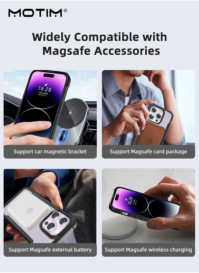Motim - iPhone 15 Pro Max Magsafe Case, N52 Magnetic Back Cover with Kickstand Clear Matte Back Magnetic Drop Protection Phone Case, Shockproof Anti-Scratch - Image 1