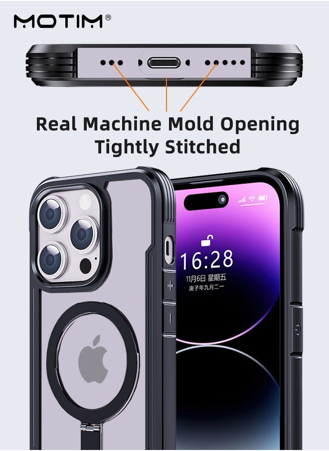 Motim - iPhone 15 Pro Max Magsafe Case, N52 Magnetic Back Cover with Kickstand Clear Matte Back Magnetic Drop Protection Phone Case, Shockproof Anti-Scratch - Image 1