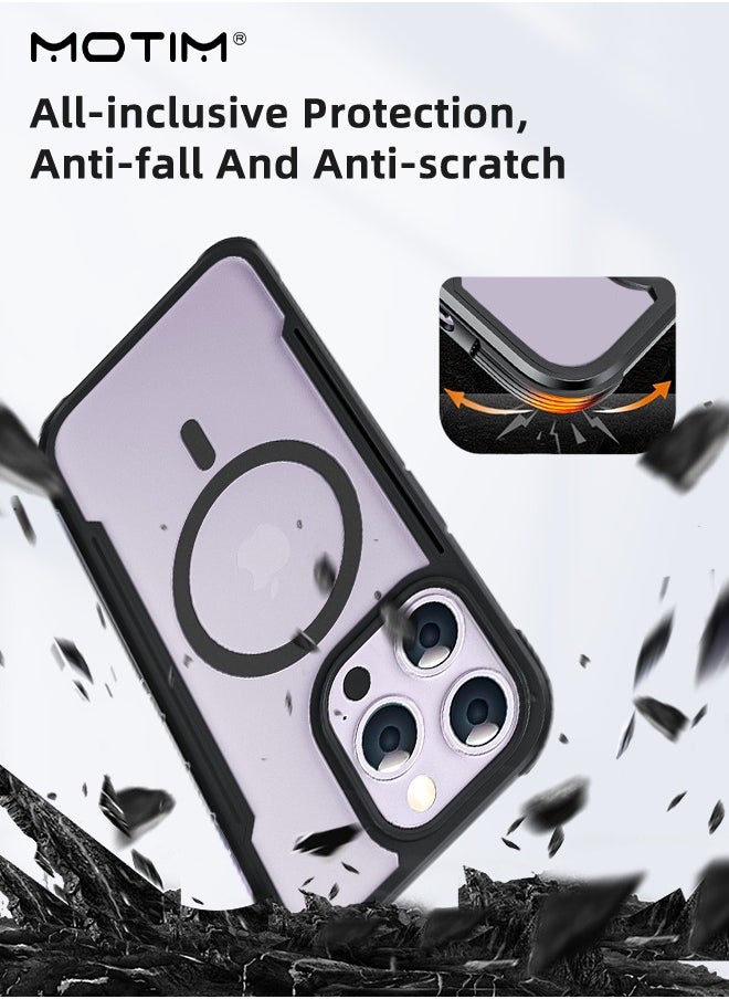 Motim - iPhone 15 Pro Max Magsafe Case, N52 Magnetic Back Cover with Kickstand Clear Matte Back Magnetic Drop Protection Phone Case, Shockproof Anti-Scratch - Image 1