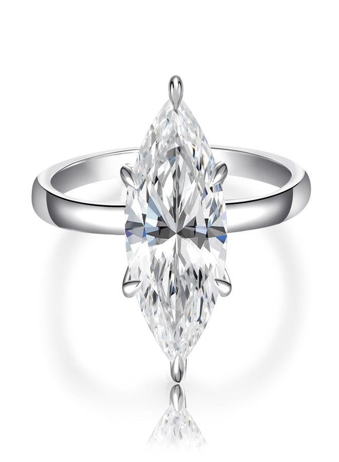 AVECON 3.5CT Marquise Cut Engagement Ring for Women, Wedding Promise Cubic Zirconia Band, 14K Gold/White Gold Plated Simulated Diamond Rings Size 5-9, 9, White Gold Plated, Cubic Zirconia - Image 1