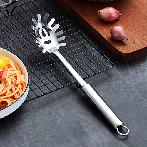 Berglander Pasta Fork, Stainless Steel Pasta Server, Spaghetti Spoon, Spaghetti Server, Noddle Fork, Heat Resistant (Silver) - Image 4