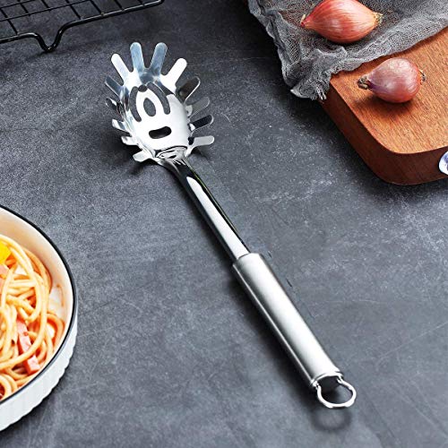 Berglander Pasta Fork, Stainless Steel Pasta Server, Spaghetti Spoon, Spaghetti Server, Noddle Fork, Heat Resistant (Silver) - Image 2