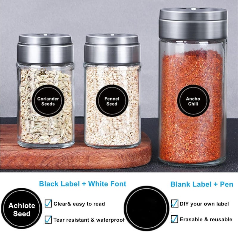 Seropy 180 Spice Labels for Food Containers, Chalkboard Labels for Jars, Spice Label Stickers Herb Seasoning Kitchen Pantry Labels, Small Chalk Sticker Spice Jar Label Round 168 Printed, 1 Erasable Chalk - Image 4