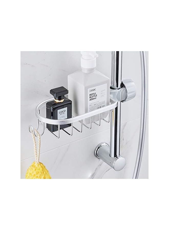 Shower Rod Assembled Kitchen Washing Sponge Holder Faucet Caddy Shower Soap Basket,Bright Silver Color - Image 3