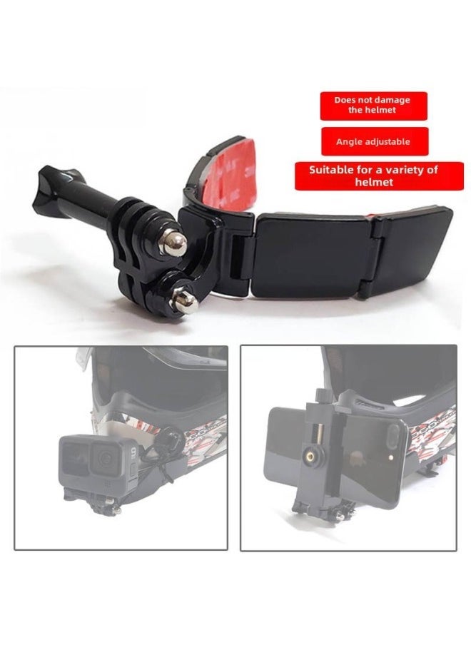 Generic Digital Computer Sports Camera Accessories - Lens Hood For Gopro Hero 4 3 3 2 1 - Prevents Light Leakage Lens Flare-Color:Hinge Type Helmet Chin Bracket (including 4 Pieces Of Glue) + Mobile Phone Clip + Lanyard (bag) - Image 2