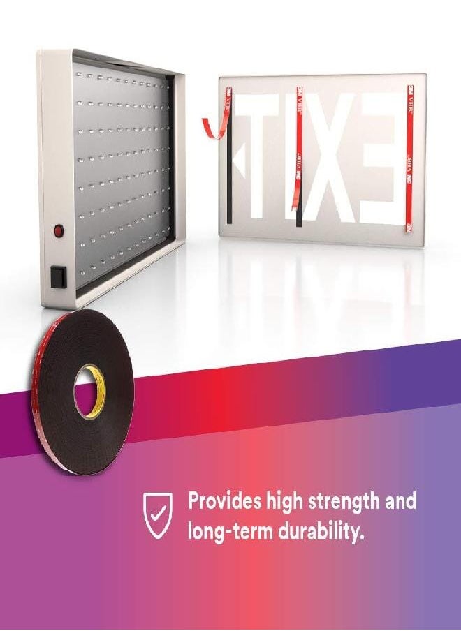 3M 3M VHB Tape 5952 Double-Sided Acrylic Foam Tape - Heavy Duty, Industrial Mounting Tape - 3/4 inch width x 15 yards length, 45 mil thick - Black  - Image 4
