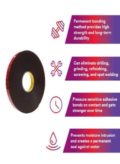 3M 3M VHB Tape 5952 Double-Sided Acrylic Foam Tape - Heavy Duty, Industrial Mounting Tape - 3/4 inch width x 15 yards length, 45 mil thick - Black  - Image 3