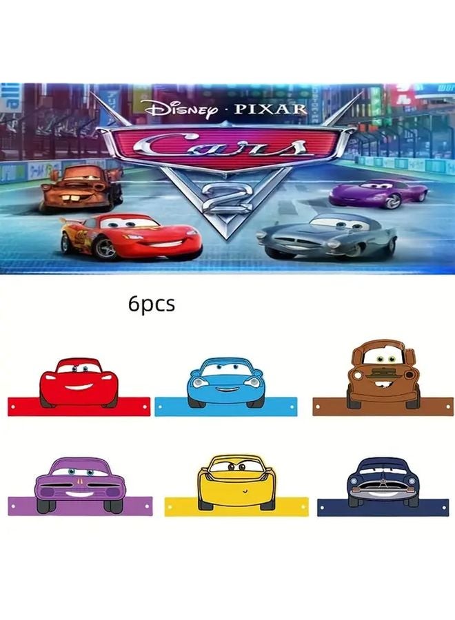 6 Piece Lightning McQueen Cars Birthday Party Hats Paper Cones Decorations - Image 2