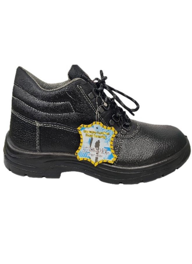 Workman - WORKMAN High Ankle Black Safety Shoes for Men Strongarm IND | Steel Toe, Anti-Slip, Puncture-Resistant Safety Shoes for Industrial Work Shoes | Double Density with PU Sole | Size-44 - Image 1