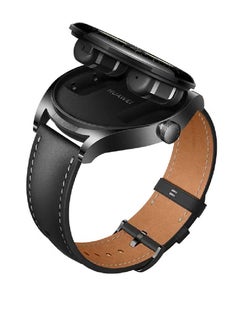 PROMASS Replacement Genuine Leather Watch Strap For Huawei Watch Buds Black  - Image 3