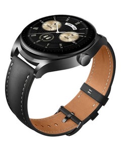 PROMASS Replacement Genuine Leather Watch Strap For Huawei Watch Buds Black  - Image 2