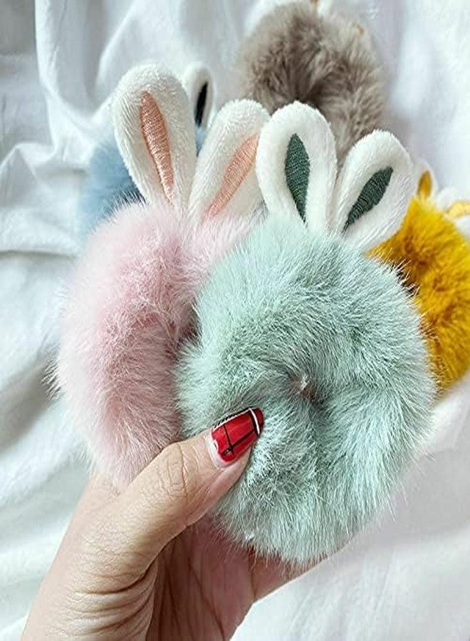 Minta Hair Scrunchies Women Fur Rabbit Bunny Ear Ties Fuzzy Furry Bands (3 Pack) - Image 4