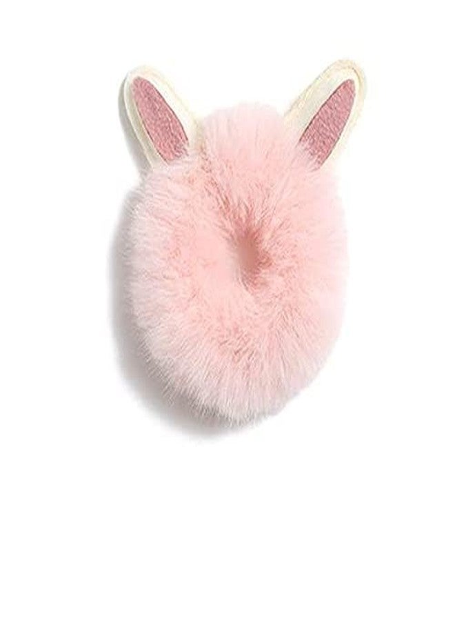 Minta Hair Scrunchies Women Fur Rabbit Bunny Ear Ties Fuzzy Furry Bands (3 Pack) - Image 1