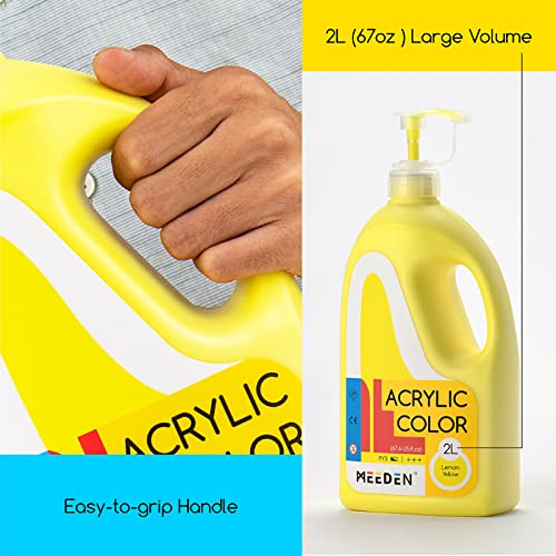 MEEDEN Lemon Yellow Acrylic Paint with Pump Lid, 1/2 Gallon (2L /67.6 oz.) Heavy-Body Non-Toxic Rich Pigment Color, Perfect for Art Class, Wall Painting, Painting Party & Creative DIY - Image 2