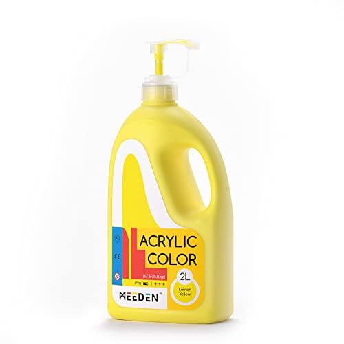 MEEDEN Lemon Yellow Acrylic Paint with Pump Lid, 1/2 Gallon (2L /67.6 oz.) Heavy-Body Non-Toxic Rich Pigment Color, Perfect for Art Class, Wall Painting, Painting Party & Creative DIY - Image 1