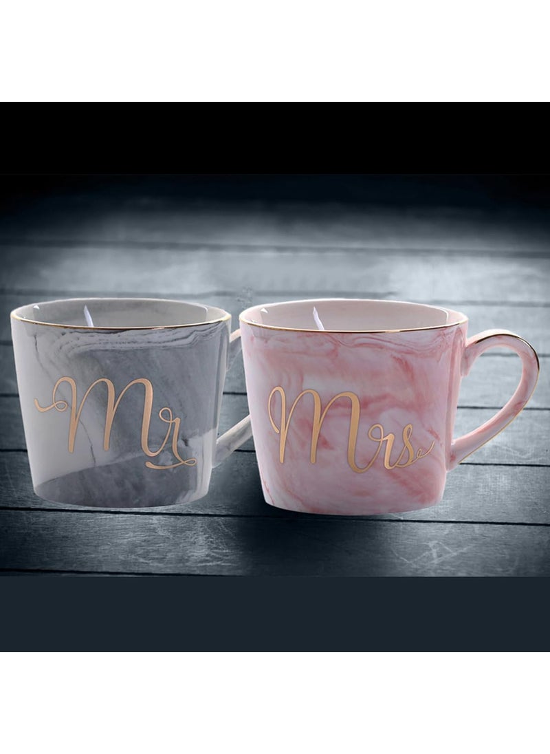 BonZeal BonZeal Couple Coffee Mug Set of 2 Mugs Bold Mr Mrs Marble Mug Tea Cup Set Marble Coffee Mug Anniversary Gift for Couple Mug for Couple Mugs for Coffee 350 ml  - Image 5