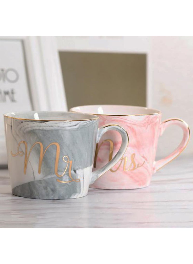 BonZeal BonZeal Couple Coffee Mug Set of 2 Mugs Bold Mr Mrs Marble Mug Tea Cup Set Marble Coffee Mug Anniversary Gift for Couple Mug for Couple Mugs for Coffee 350 ml  - Image 4