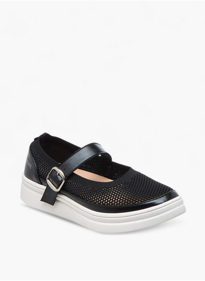 Celeste Women's Textured Sneakers with Buckle Closure - LS24040569