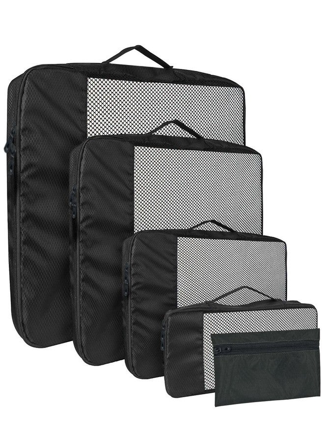 Aliens set of 5 Travel Luggage Storage Organizers Bags,Mesh Design, Toiletry Pouch, Shoe Bag, suitcase organiser Packing Cubes for Clothes, gadget, Accessories, Cosmetic & Travel Essentials (Black) - Image 2