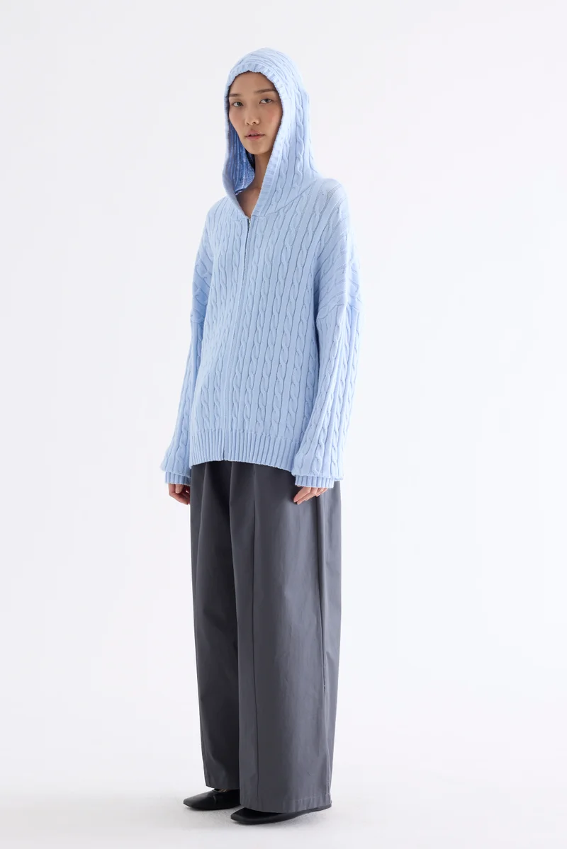 The Editor's Market Sabrena Cable-Knit Zip-Up Hoodie