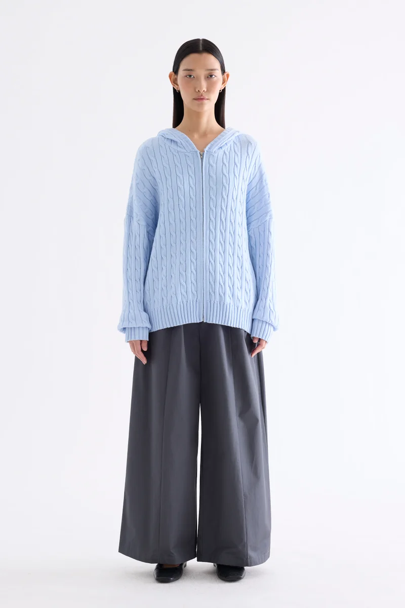 The Editor's Market Sabrena Cable-Knit Zip-Up Hoodie