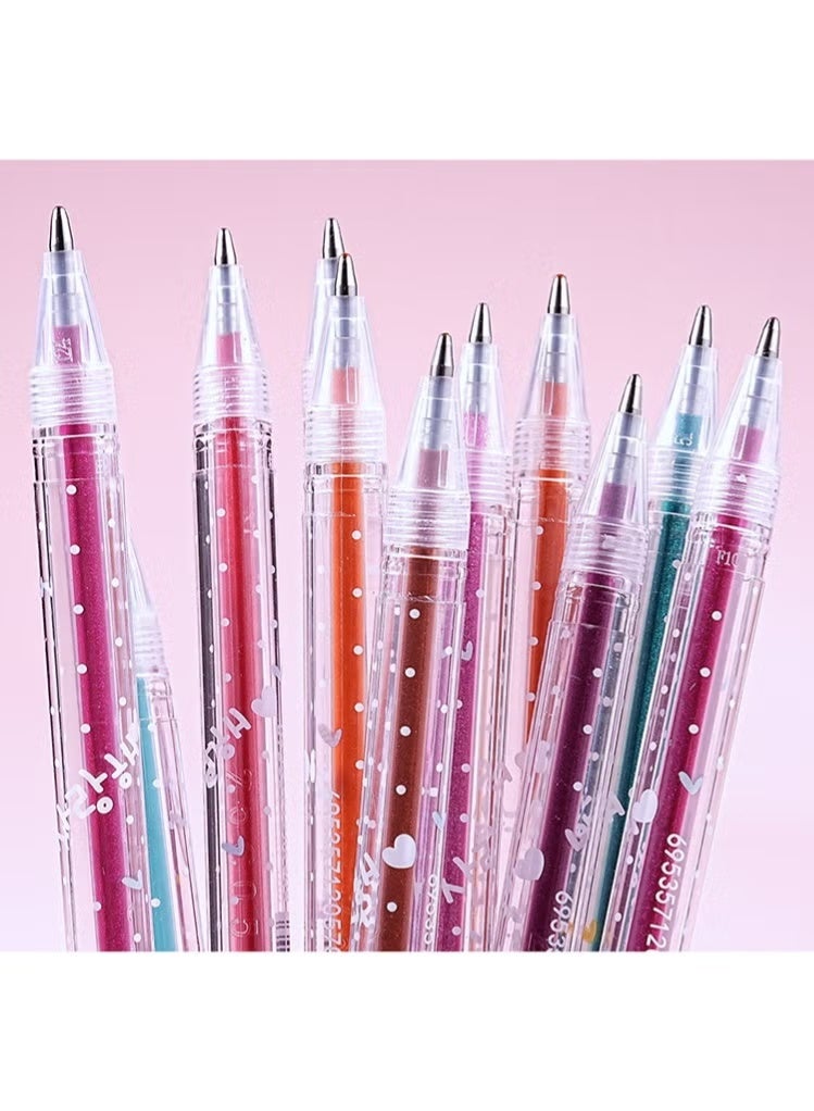 GIFT 24 Colours Flash Pen, Glitter Pen, Marker Pen, Cartoon Colour, 0.5 Mm Ink Pen, Children's DIY Handmade Drawing Pastel Pen, Japanese Korean Office Notepad, School Stationery Supplies - Image 4