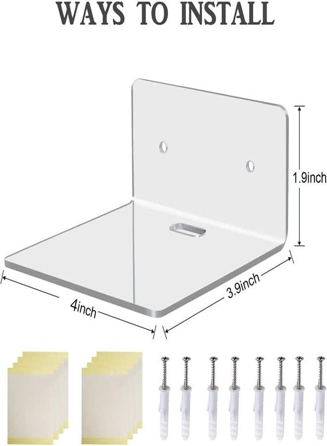 Bolidery 8 Pack Small Wall Shelf, 4'' Acrylic Shelves Display Ledges for Storage & Decoration, Small Floating Shelf for Wall with 2 Types of Installation (Adhesive or Screw) - Image 2