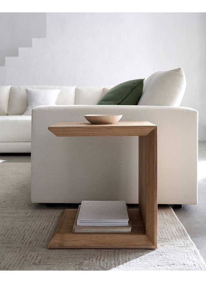 Art Wood Side Table - Wood countertop + natural oak veneer, notched - 50*40*29 cm 