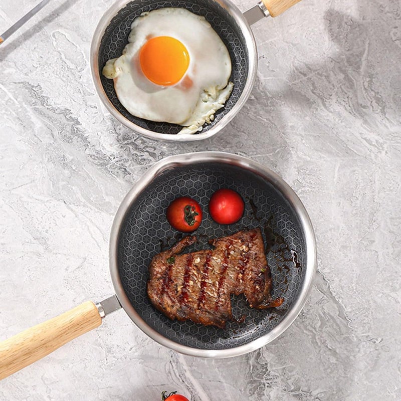 316 Stainless Steel Non-stick Frying Pan 16cm Honeycomb Skillet Small Egg Fry Pan for Breakfast Kitchen Cookware - Image 5