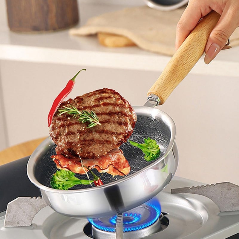 316 Stainless Steel Non-stick Frying Pan 16cm Honeycomb Skillet Small Egg Fry Pan for Breakfast Kitchen Cookware - Image 3
