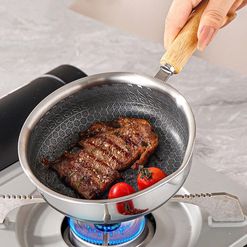 316 Stainless Steel Non-stick Frying Pan 16cm Honeycomb Skillet Small Egg Fry Pan for Breakfast Kitchen Cookware - Image 4