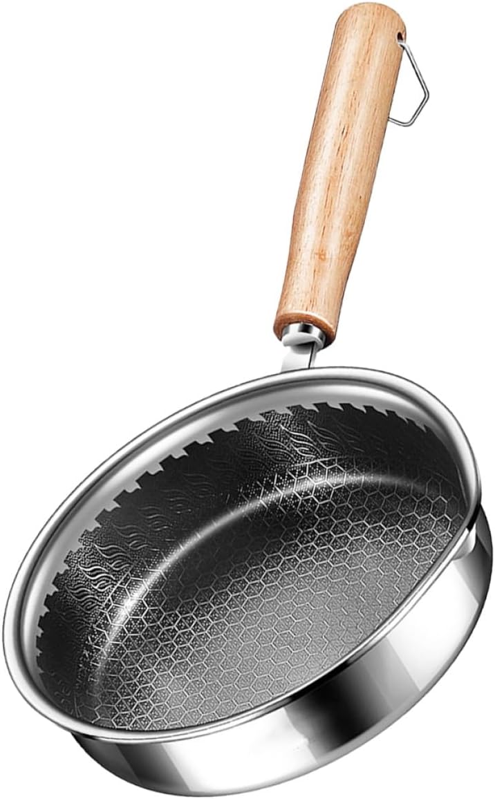 316 Stainless Steel Non-stick Frying Pan 16cm Honeycomb Skillet Small Egg Fry Pan for Breakfast Kitchen Cookware - Image 1