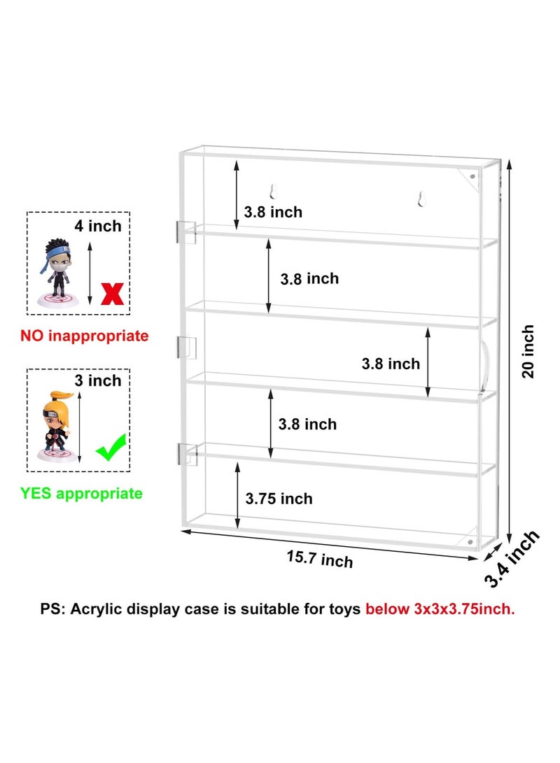 TPGP Acrylic Display Case, Display Cabinet for Mini Funko Pop Figures, Dust-Proof Clear Wall Mounted or Desktop 5 Layer Storage Mini Toys/Rock Stone, Each Compartment: 15 7/10”L x 3 2/5”W x3 4/5”H - Image 2