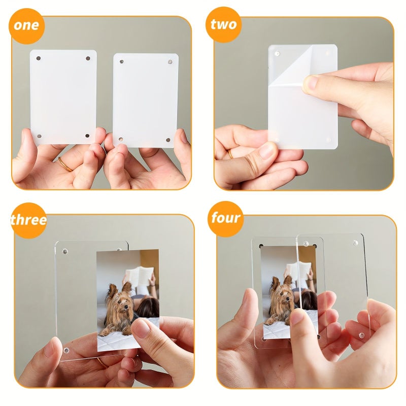 5 Pack Double Sided Acrylic Magnetic Photo Frames Clear Refrigerator Magnets 2 46 X 3 54 Inch For Polaroid Instax Mini Instant Film Kitchen Office Fridge Decor - Image 5