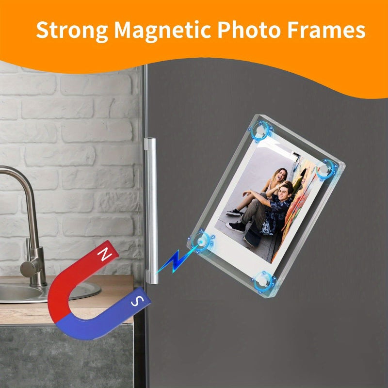 5 Pack Double Sided Acrylic Magnetic Photo Frames Clear Refrigerator Magnets 2 46 X 3 54 Inch For Polaroid Instax Mini Instant Film Kitchen Office Fridge Decor - Image 4