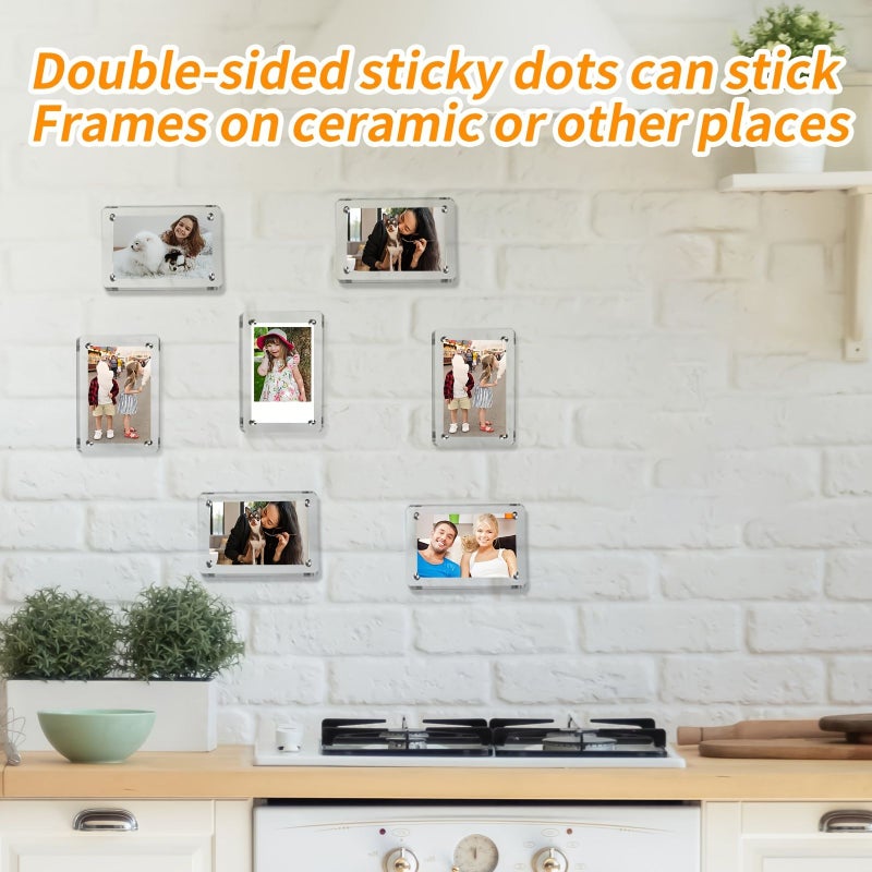 5 Pack Double Sided Acrylic Magnetic Photo Frames Clear Refrigerator Magnets 2 46 X 3 54 Inch For Polaroid Instax Mini Instant Film Kitchen Office Fridge Decor - Image 3