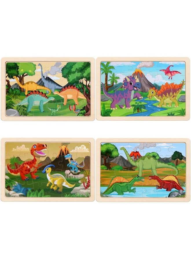 NASHRIO Wooden Puzzles Dinosaur Toys For Kids Ages 3-5, Set Of 4 Packs With 20-Piece Wood Jigsaw Puzzles, Preschool Educational Brain Teaser Boards For Boys And Girls 3 4 5 6 Years Old - Image 2