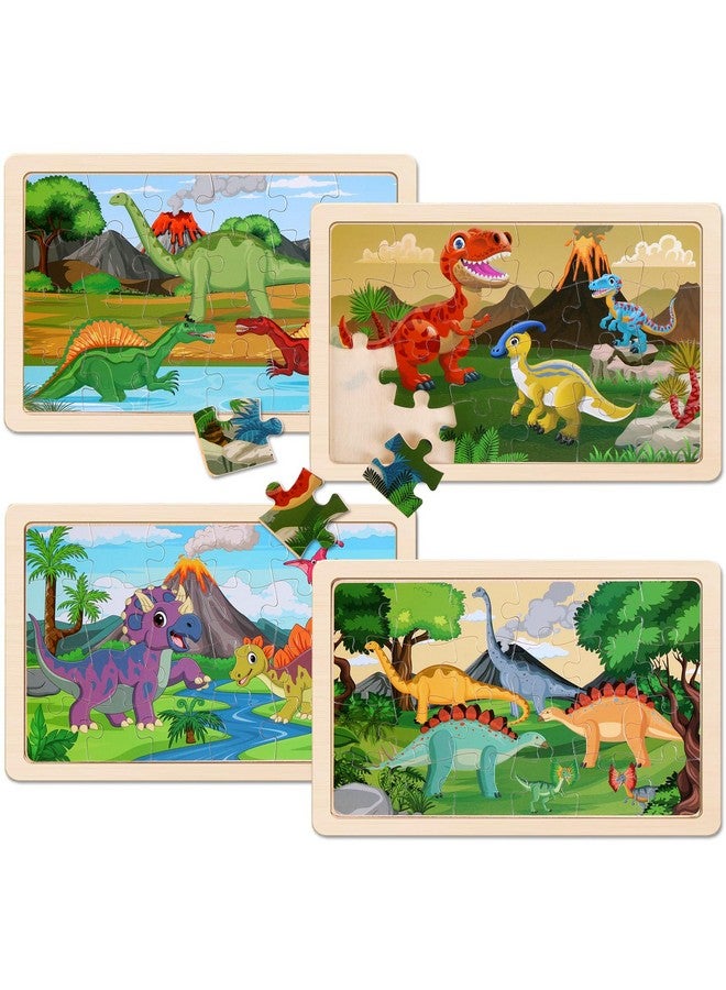 NASHRIO Wooden Puzzles Dinosaur Toys For Kids Ages 3-5, Set Of 4 Packs With 20-Piece Wood Jigsaw Puzzles, Preschool Educational Brain Teaser Boards For Boys And Girls 3 4 5 6 Years Old - Image 3