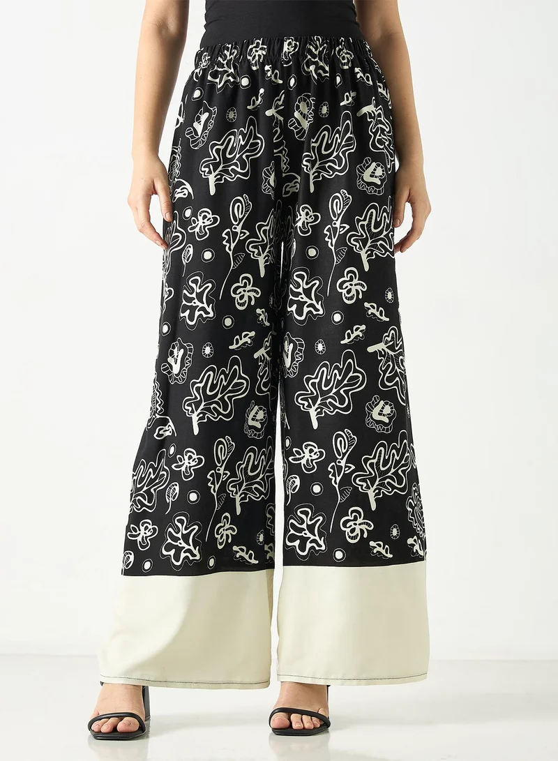 SINOIR All-Over Print Longline Kimono and Wide Leg Pants Co ord