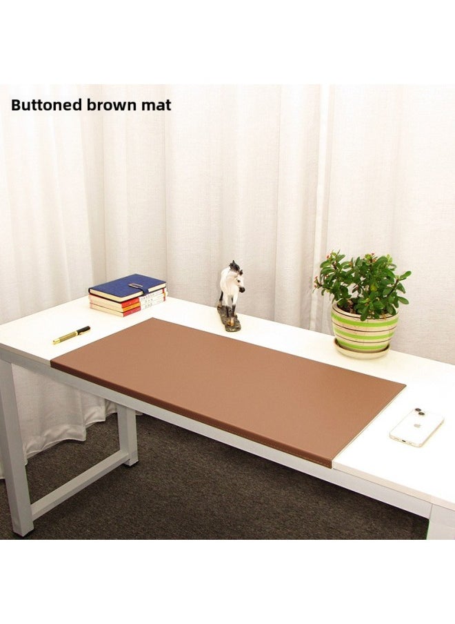 Buckle Hanging Edge Computer Office Writing Desk Pad Folding Edge Elbow Pad Hardened And Thickeneded Lock Line Household Leather Mouse-Color:600x300mm-3.8mm-Pattern:Hanging Edge Brown Mat  - Image 1